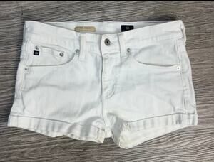 AG Adriano Goldschmied The Pixie White Denim Roll-Up Cuffed Shorts Size 28 USA